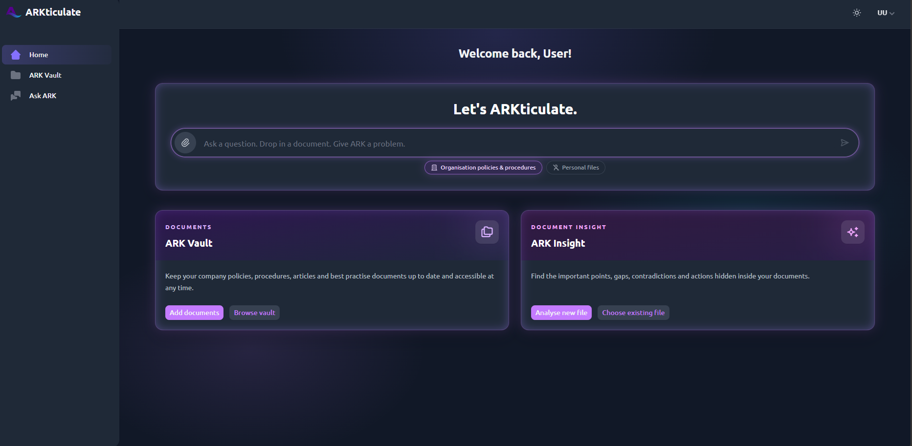 ARK Vault document library view