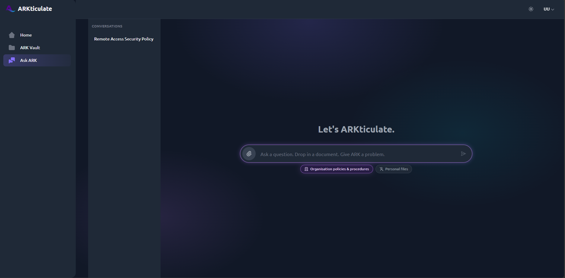 ARKticulate home dashboard